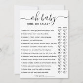 赤ちゃんシャワーゲーム真正または偽のトリビアと回答 招待状 (正面)