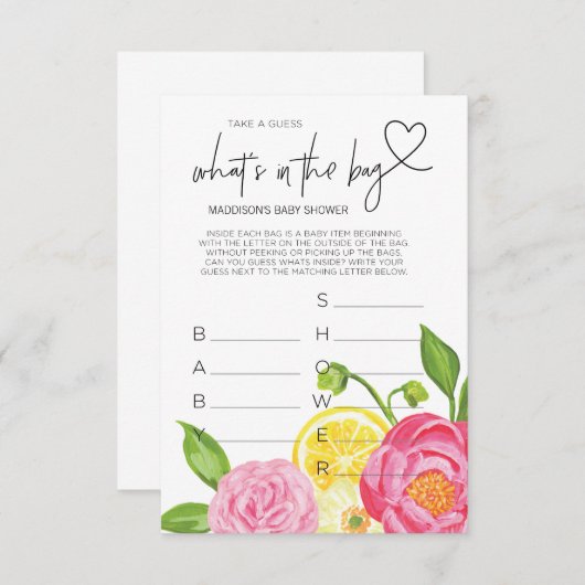 赤ちゃんシャワーゲーム赤ちゃん女の子シャワー好意カード エンクロージャーカード (正面/裏面)