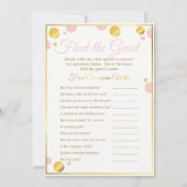 赤ちゃんシャワーゲーム「ゲストを見つける」ピンクと金ゴールド 招待状 (正面)