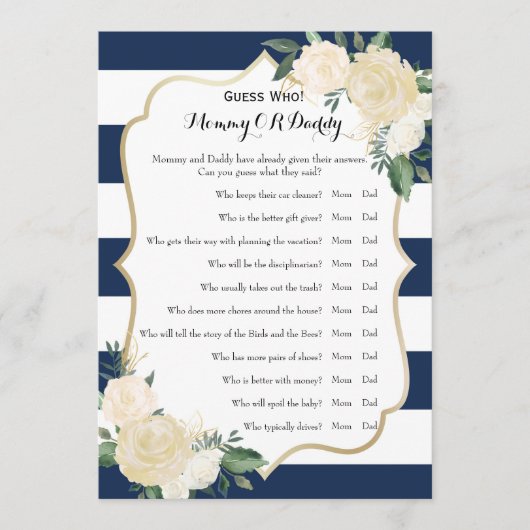 赤ちゃんシャワーゲーム – ベビーと推測の願い アドバイスカード (正面)