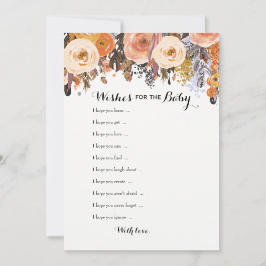 赤ちゃんシャワーゲーム – ベビーと推測の願い 招待状 (裏面)