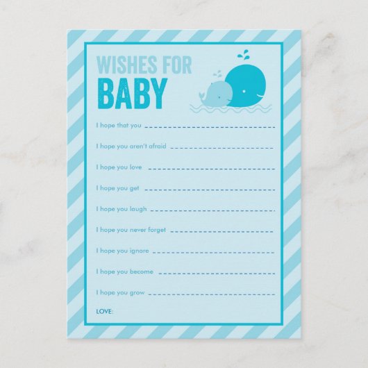 赤ちゃんシャワーゲーム – ベビーの願い – Blue Whale アドバイスカード (正面)