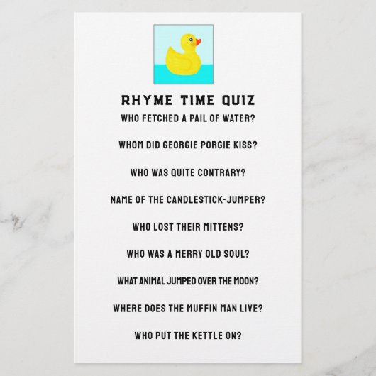 赤ちゃんシャワーゲーム 便箋 (正面)