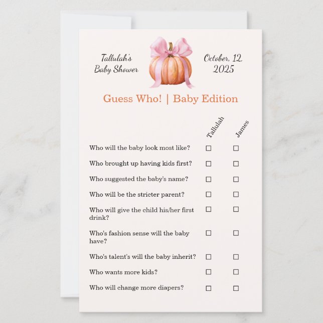 赤ちゃんシャワーゲーム | 誰を当てろ！ベビー版 (正面)