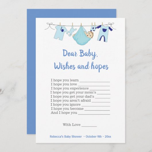赤ちゃんシャワーゲ親愛ームベビーの願いと希望 招待状 (正面/裏面)
