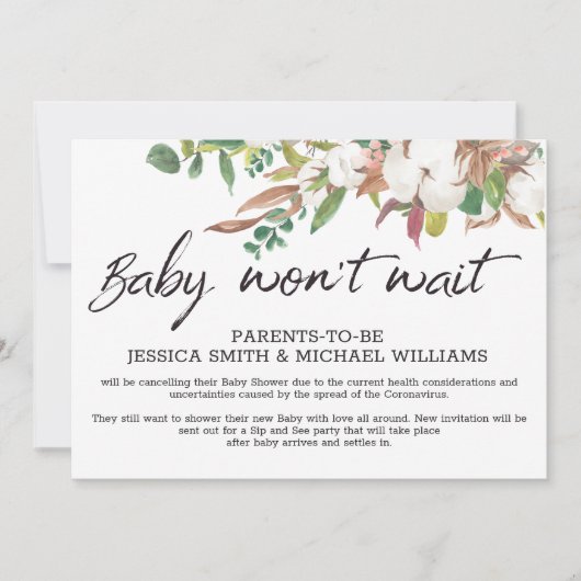 赤ちゃんシャワーコロナウイルス駆除カード 招待状 (正面)