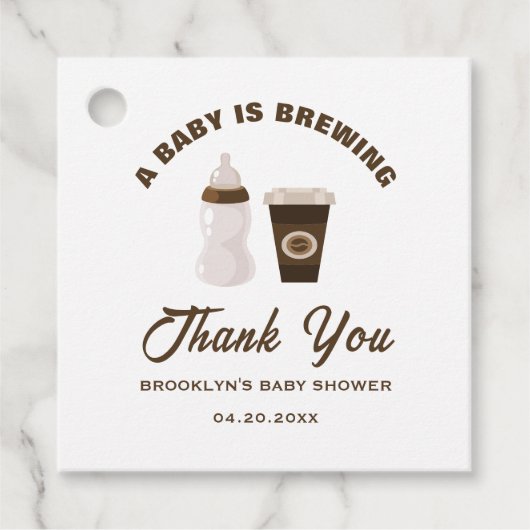 赤ちゃんシャワーコーヒーAベビーは茶色の白を醸造している フェイバータグ (正面)