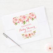 赤ちゃんシャワーコーモモモモモ花白 スクエアシール (封筒)