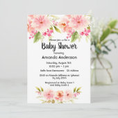 赤ちゃんシャワーコーラルピーチダリア花ブルーボーイ 招待状 (スタンド正面)