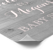 赤ちゃんシャワーサインピンクの水彩花ウッド ポスター (角)