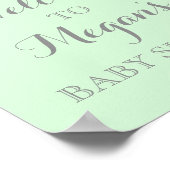 赤ちゃんシャワーサインピンクウォーターカラーフラワーズミント ポスター (角)