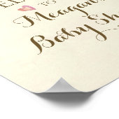 赤ちゃんシャワーサインピンク女の子ウッドランドベア ポスター (角)