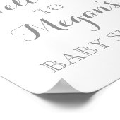 赤ちゃんシャワーサインピンク水彩花 ポスター (角)