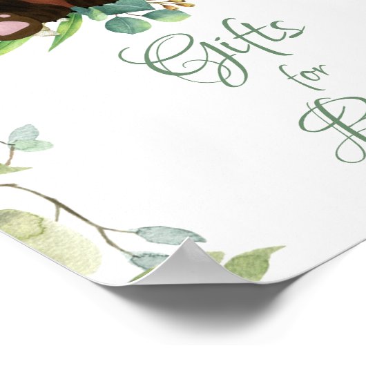 赤ちゃんシャワーサインベビー赤ちゃんクマ ポスター (角)