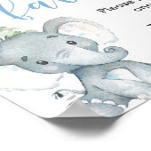 赤ちゃんシャワーサイン青象の緑を好む ポスター (角)