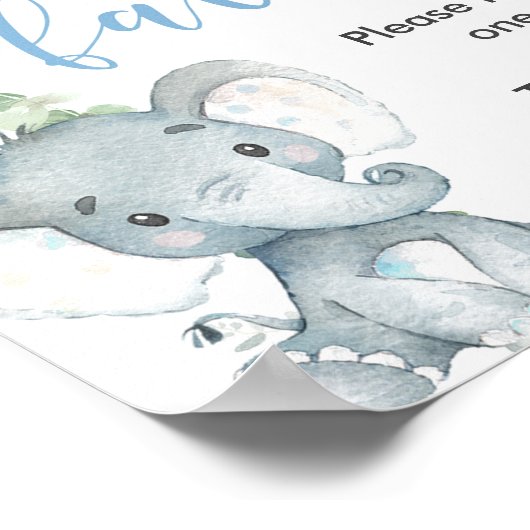 赤ちゃんシャワーサイン青象の緑を好む ポスター (角)