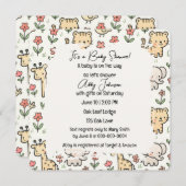 赤ちゃんシャワーサファリ動物と花 招待状 (正面/裏面)