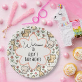 赤ちゃんシャワーサファリ花付き動物 ペーパープレート (パーティー)