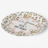 赤ちゃんシャワーサファリ花付き動物 ペーパープレート (アングル)