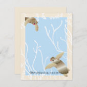 赤ちゃんシャワーサンキューカード、クリーム/ブルーカメ サンキューカード (正面/裏面)