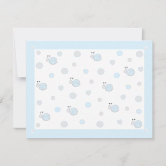 赤ちゃんシャワーサンキューカード、"スニップとカタツムリ" サンキューカード (裏面)