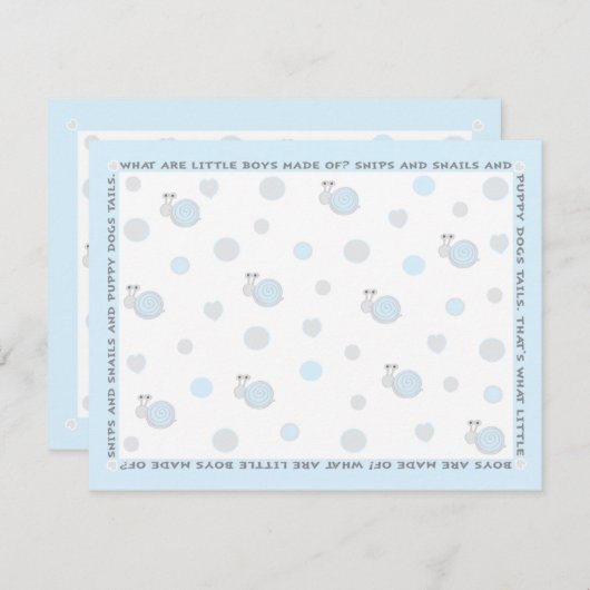 赤ちゃんシャワーサンキューカード、"スニップとカタツムリ" サンキューカード (正面/裏面)