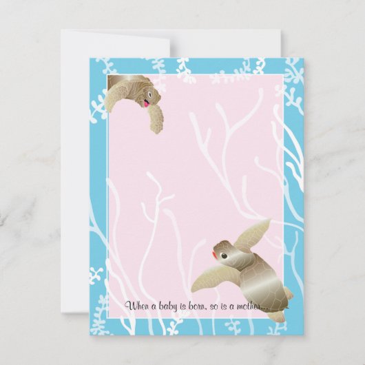 赤ちゃんシャワーサンキューカード、ピンク/ブルーカメ サンキューカード (正面)