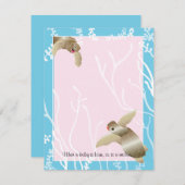 赤ちゃんシャワーサンキューカード、ピンク/ブルーカメ サンキューカード (正面/裏面)