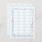 赤ちゃんシャワーサンキューカード、ピンク/ブルーキャッスル サンキューカード (正面/裏面)