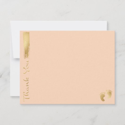 赤ちゃんシャワーサンキューカード, "ピンク/金ゴールド" サンキューカード (正面)