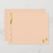 赤ちゃんシャワーサンキューカード, "ピンク/金ゴールド" サンキューカード (正面/裏面)