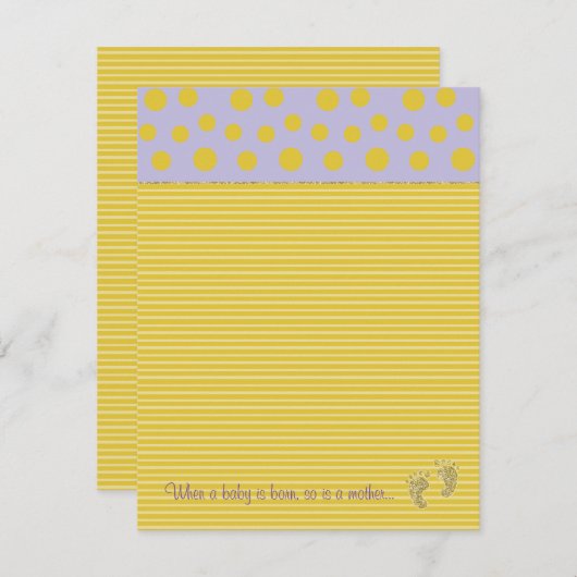 赤ちゃんシャワーサンキューカード、"ベビーの足跡" サンキューカード (正面/裏面)