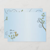 赤ちゃんシャワーサンキューカード、"金ゴールド鳥" サンキューカード (正面/裏面)