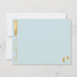 赤ちゃんシャワーサンキューカード「青/金ゴールド」 サンキューカード