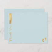 赤ちゃんシャワーサンキューカード「青/金ゴールド」 サンキューカード (正面/裏面)