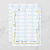 赤ちゃんシャワーサンキューカード、黄色/青の城 サンキューカード (正面/裏面)