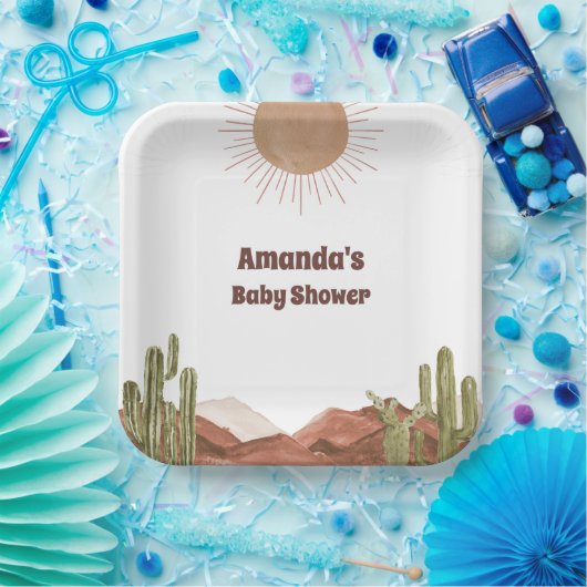 赤ちゃんシャワーサンデザートサボテン赤ちゃん ペーパープレート (パーティー)