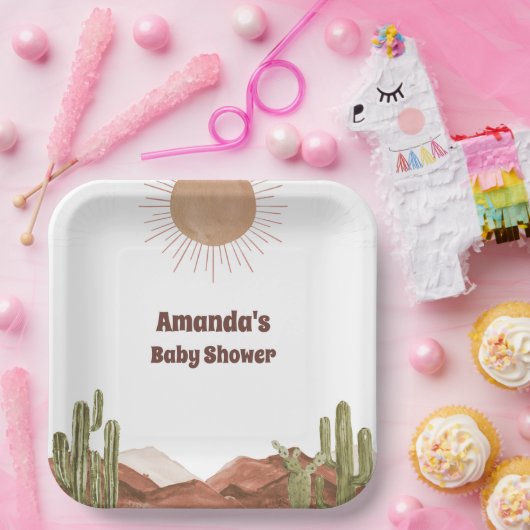 赤ちゃんシャワーサンデザートサボテン赤ちゃん ペーパープレート (パーティー)