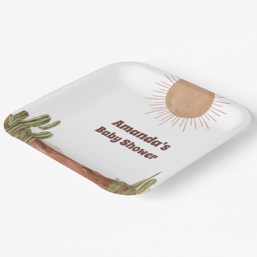 赤ちゃんシャワーサンデザートサボテン赤ちゃん ペーパープレート (傾斜あり)