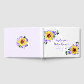 赤ちゃんシャワーサンフラワーパープルパーソナライズされたフローラ ゲストブック (全面)