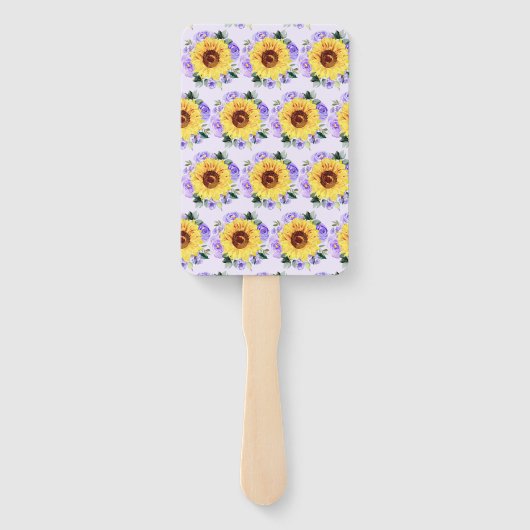 赤ちゃんシャワーサンフラワーパープルパーソナライズされたフローラ ハンドファン (裏面)