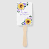 赤ちゃんシャワーサンフラワーパープルパーソナライズされたフローラ ハンドファン (正面)