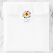 赤ちゃんシャワーサンフラワーパープルパーソナライズされたフローラ ラウンドシール (バッグ)