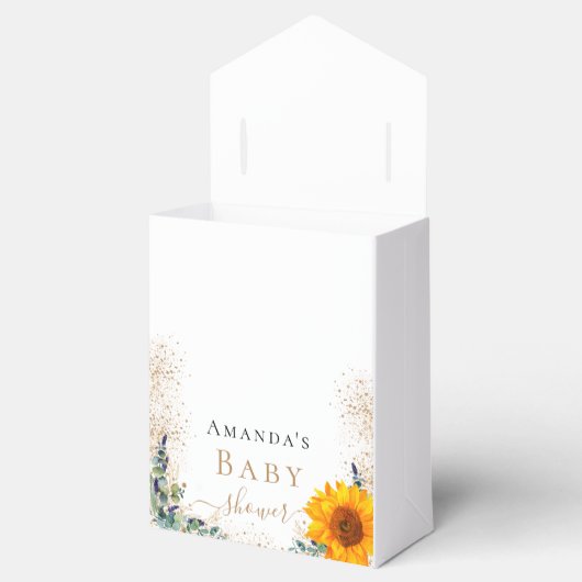 赤ちゃんシャワーサンフラワーユーカリ感謝していグリッターユー フェイバーボックス (オープン)
