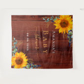 赤ちゃんシャワーサンフラワー素朴な茶色の木ユーカリ タペストリー (正面(横))