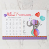 赤ちゃんシャワーサーカス象の単語検索ゲーム ペーパーパッド (正面)