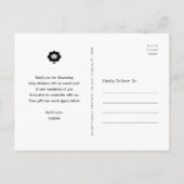 赤ちゃんシャワーシックかわいい黒&白ラムサンキュー ポストカード (裏面)