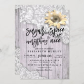 赤ちゃんシャワーシックなレースひまわり木ストリングライト 招待状 (正面/裏面)
