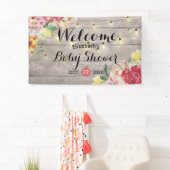 赤ちゃんシャワーシックな花ひもライト木素朴材 横断幕 (インサイチュ)