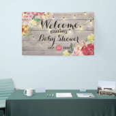 赤ちゃんシャワーシックな花ひもライト木素朴材 横断幕 (トレードショー)